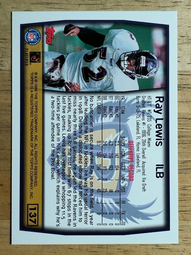 1999 Topps #137 Ray Lewis