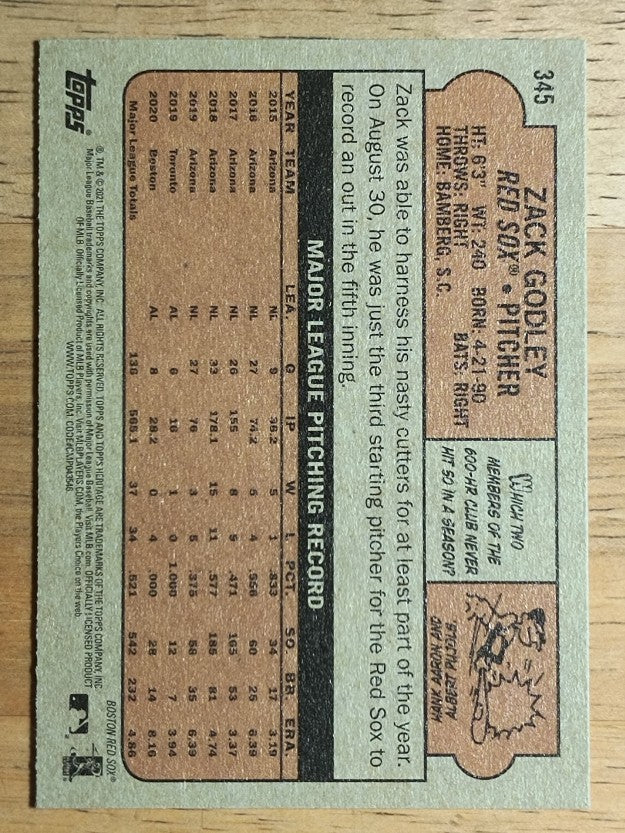 2021 Topps Heritage #345 Zack Godley