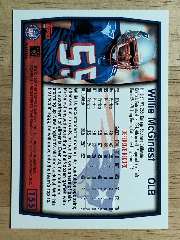 1999 Topps #155 Willie McGinest