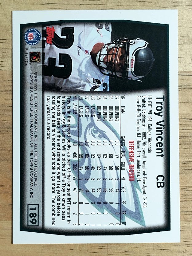 1999 Topps #189 Troy Vincent