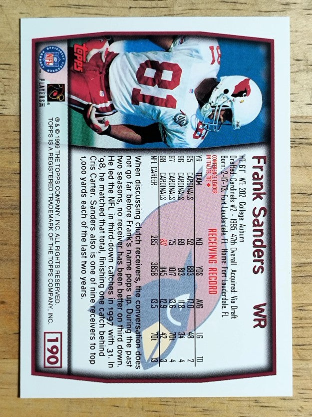 1999 Topps #190 Frank Sanders