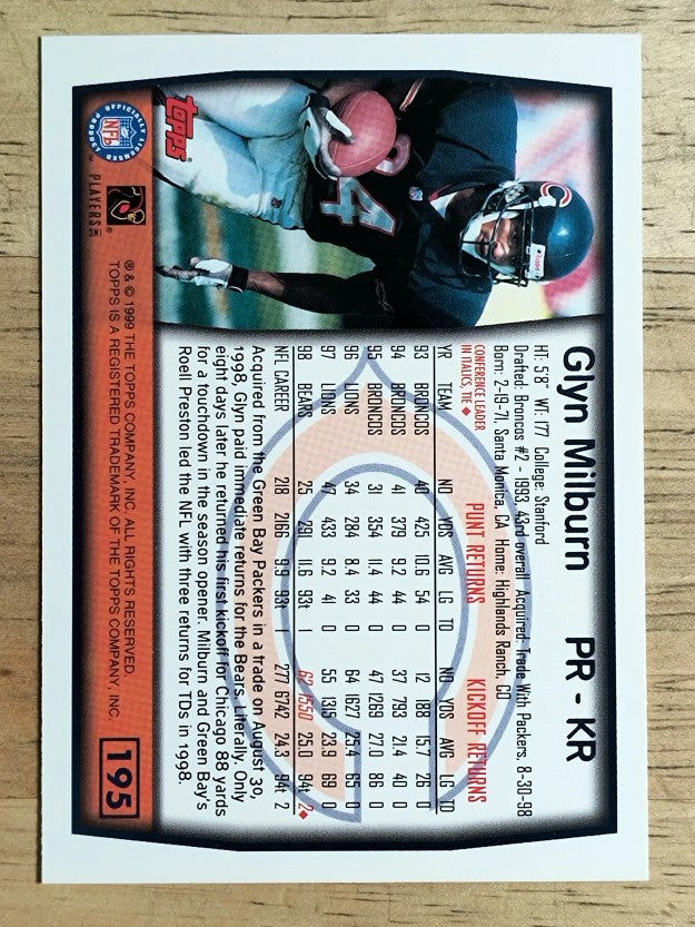 1999 Topps #195 Glyn Milburn