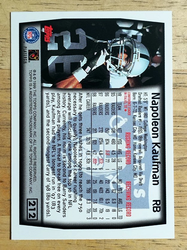 1999 Topps #212 Napoleon Kaufman