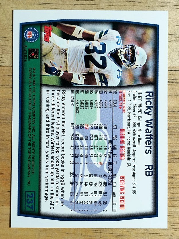 1999 Topps #237 Ricky Watters