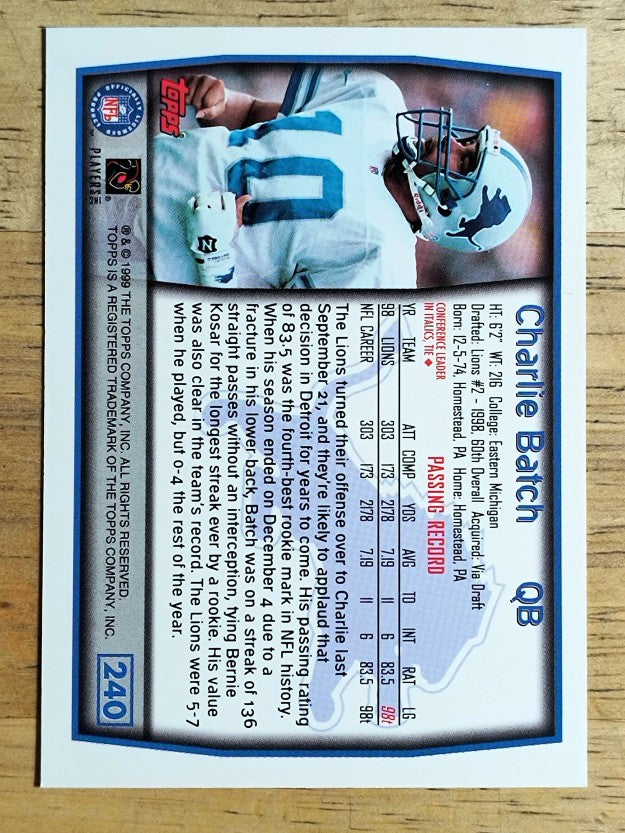 1999 Topps #240 Charlie Batch