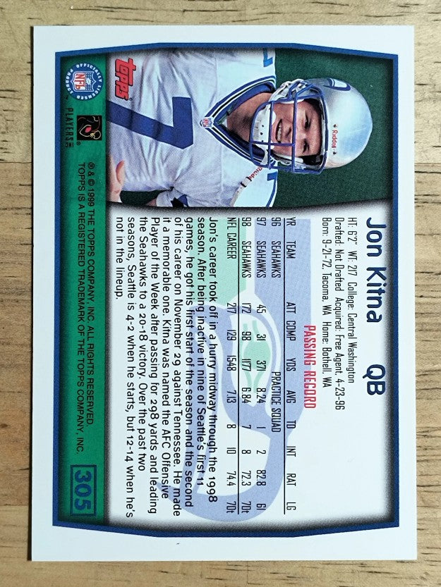 1999 Topps #305 Jon Kitna