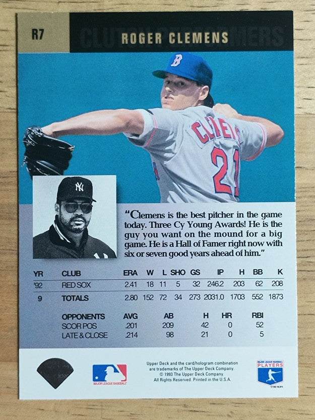 1993 Upper Deck Clutch Performers #R7 Roger Clemens