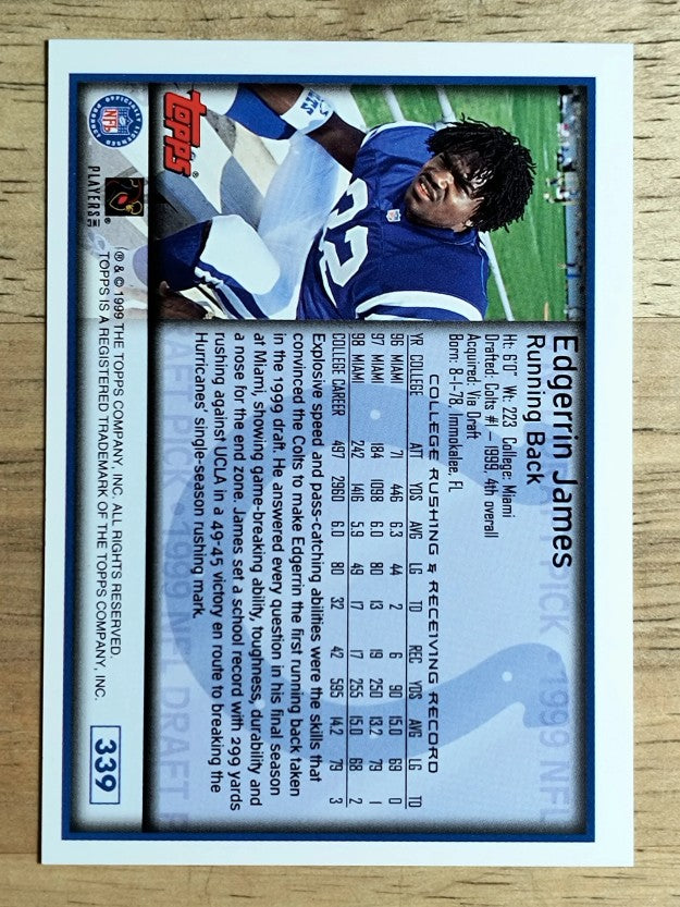 1999 Topps #339 Edgerrin James RC
