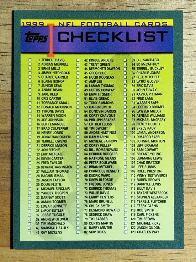 1999 Topps #356 Checklist Card