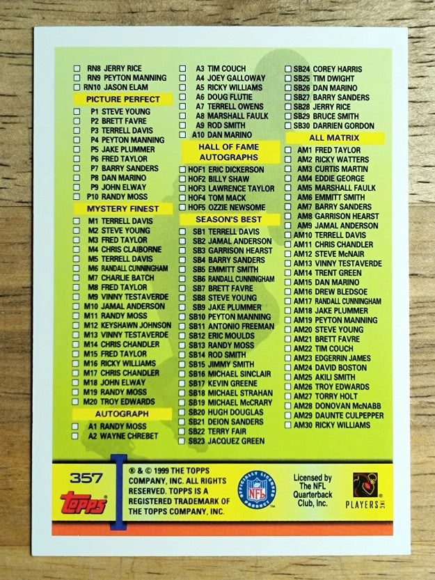 1999 Topps #357 Checklist Card