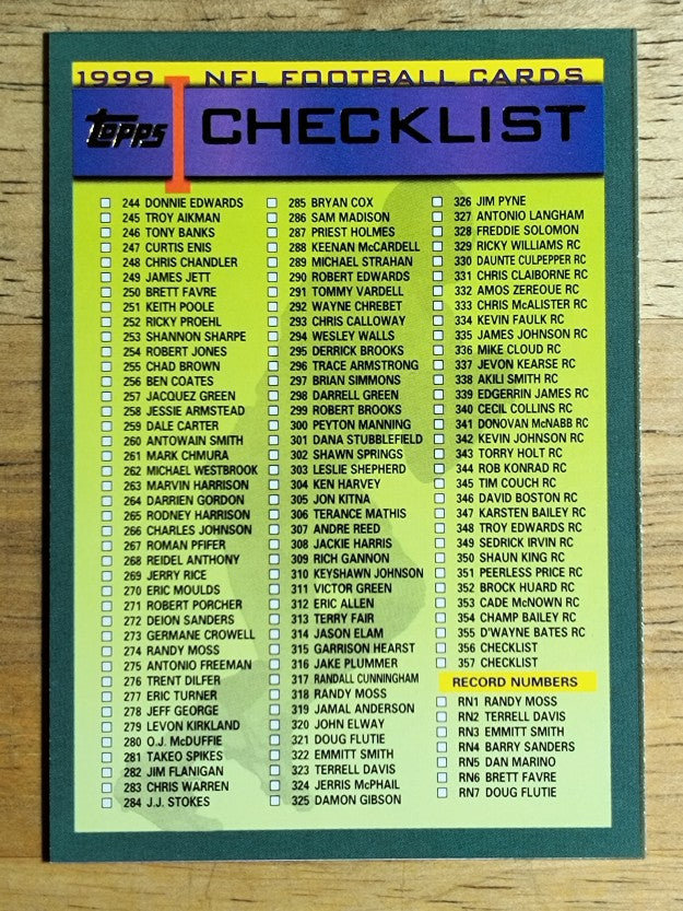 1999 Topps #357 Checklist Card