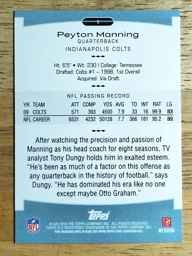 2010 Topps Platinum #1 Peyton Manning