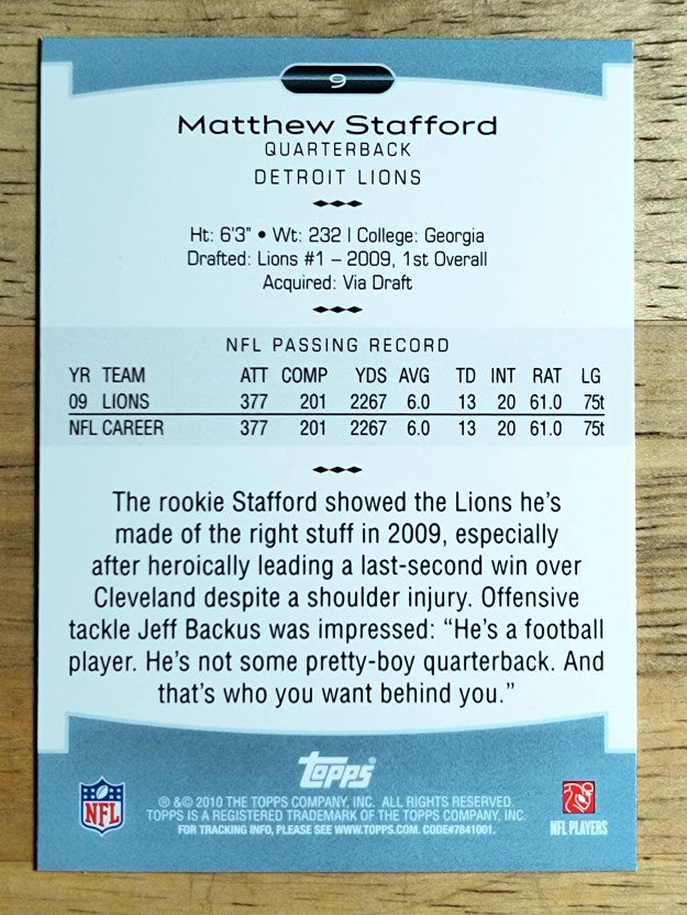 2010 Topps Platinum #9 Matthew Stafford