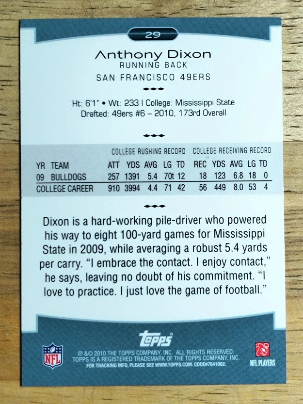 2010 Topps Platinum #29 Anthony Dixon RC