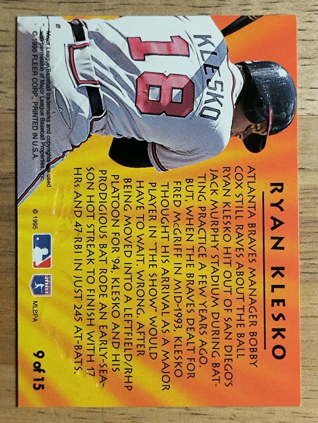 1995 Ultra Second Year Standouts #9 Ryan Klesko