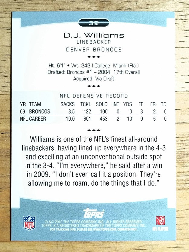 2010 Topps Platinum #39 D.J. Williams