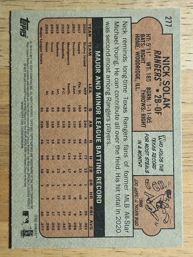 2021 Topps Heritage #277 Nick Solak