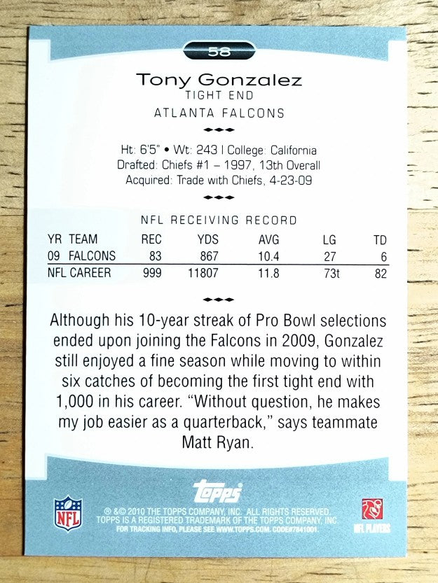 2010 Topps Platinum #58 Tony Gonzalez