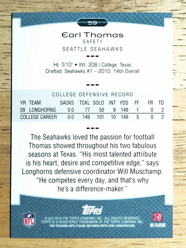 2010 Topps Platinum #59 Earl Thomas RC