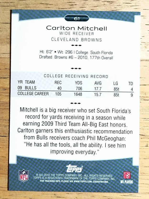 2010 Topps Platinum #61 Carlton Mitchell RC