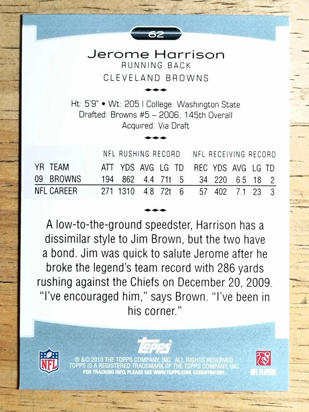 2010 Topps Platinum #62 Jerome Harrison