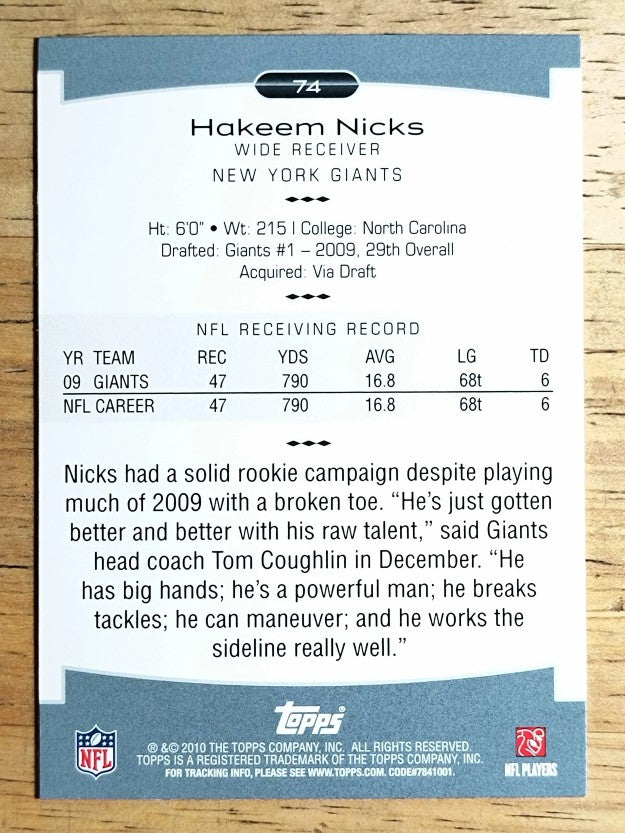 2010 Topps Platinum #74 Hakeem Nicks