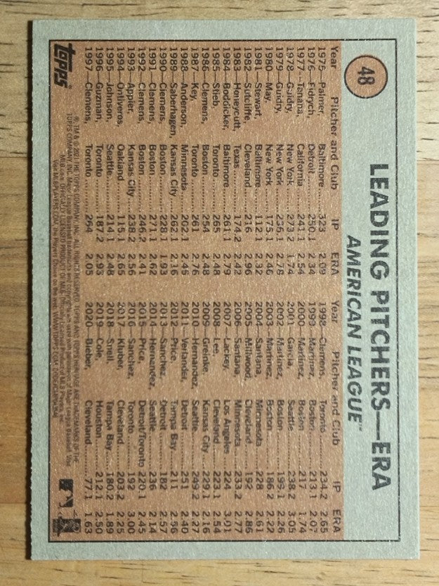 2021 Topps Heritage #48 Shane Bieber IA