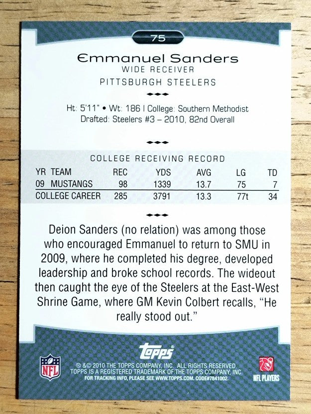 2010 Topps Platinum #75 Emmanuel Sanders RC