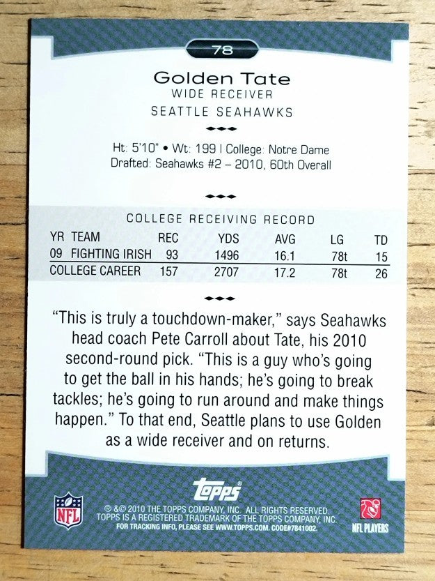 2010 Topps Platinum #78 Golden Tate RC
