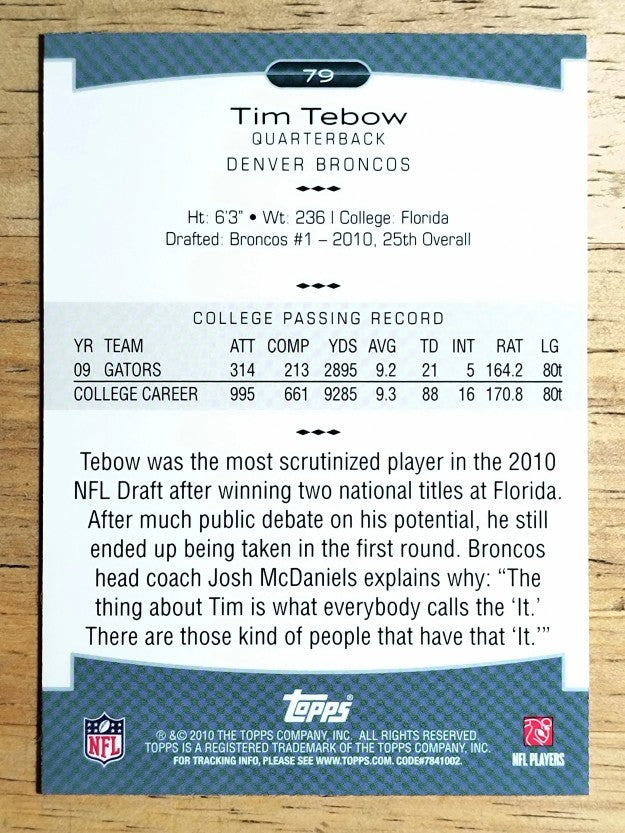 2010 Topps Platinum #79 Tim Tebow RC