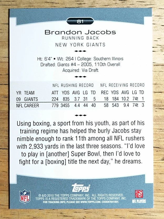 2010 Topps Platinum #81 Brandon Jacobs