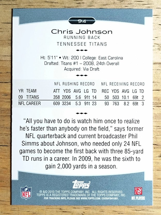 2010 Topps Platinum #94 Chris Johnson
