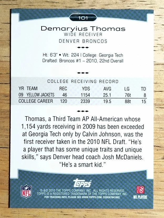 2010 Topps Platinum #101 Demaryius Thomas RC