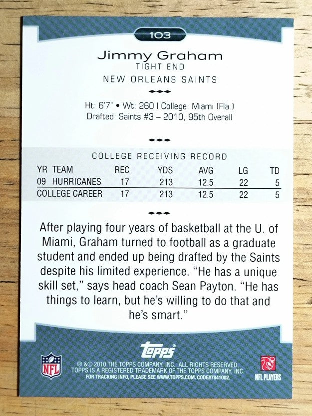 2010 Topps Platinum #103 Jimmy Graham RC