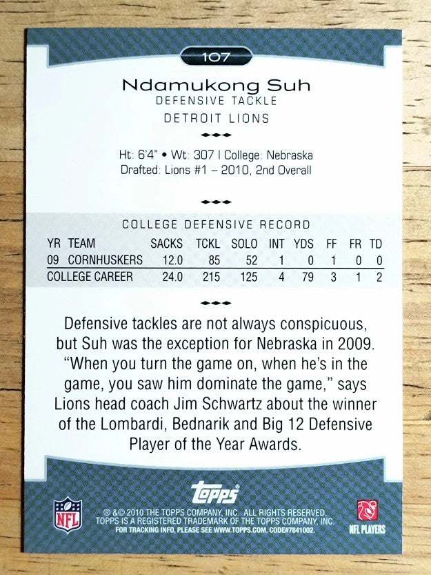 2010 Topps Platinum #107 Ndamukong Suh RC