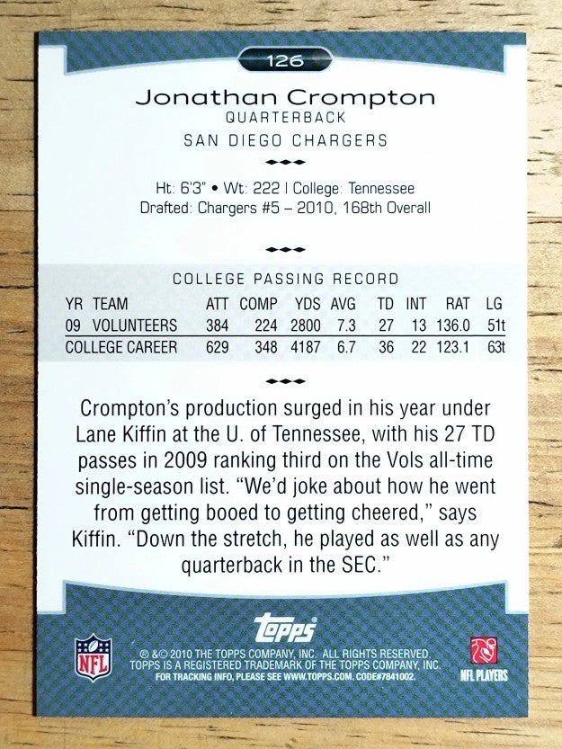 2010 Topps Platinum #126 Jonathan Crompton RC