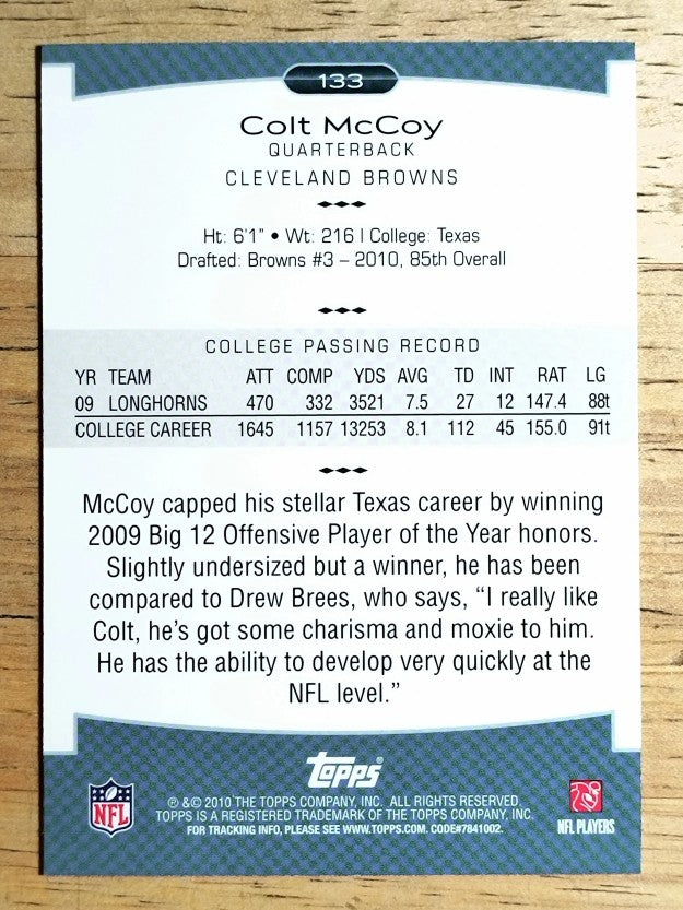 2010 Topps Platinum #133 Colt McCoy RC
