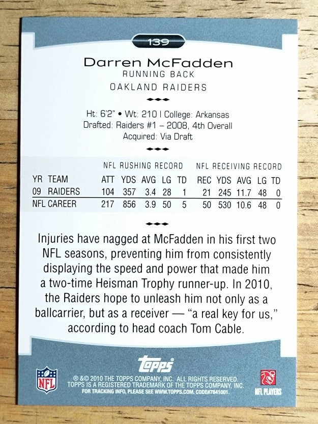 2010 Topps Platinum #139 Darren McFadden