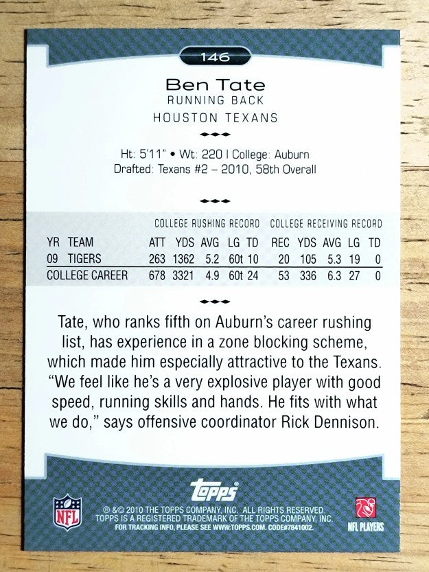 2010 Topps Platinum #146 Ben Tate RC