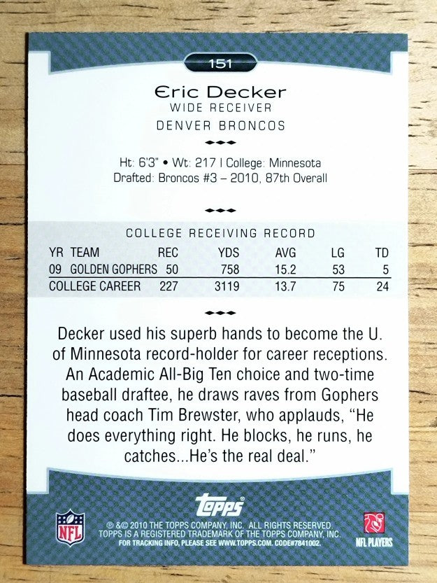 2010 Topps Platinum #151 Eric Decker RC