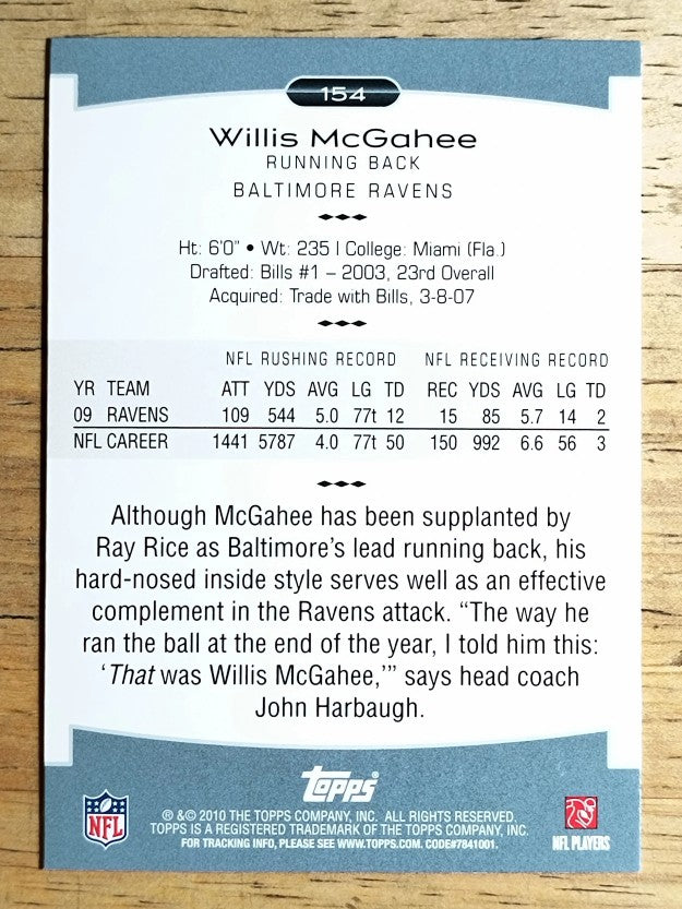 2010 Topps Platinum #154 Willis McGahee