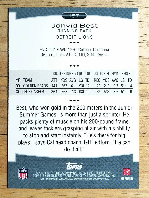 2010 Topps Platinum #157 Jahvid Best RC