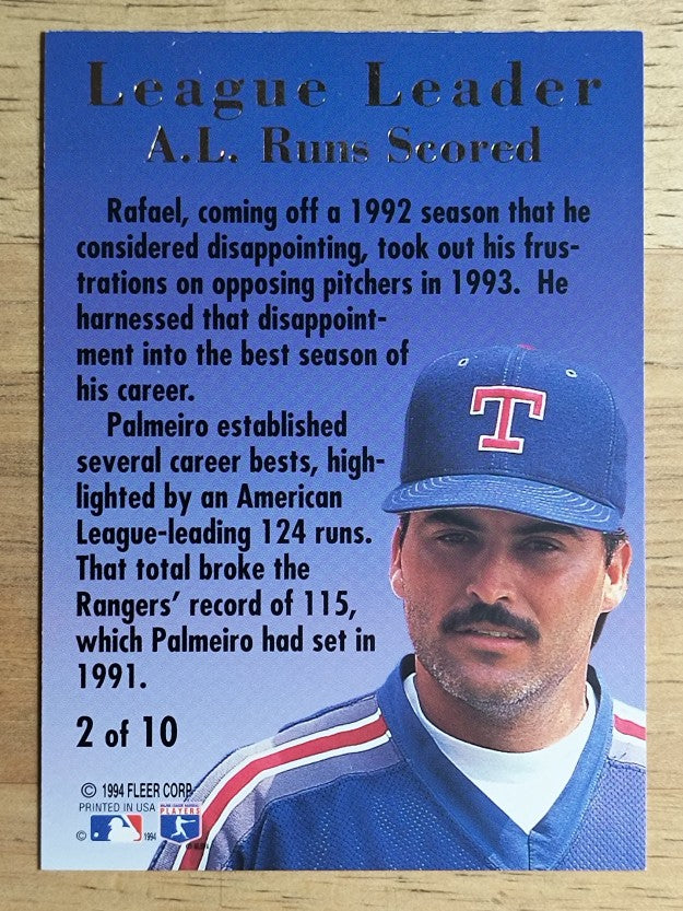 1994 Ultra League Leaders #2 Rafael Palmeiro