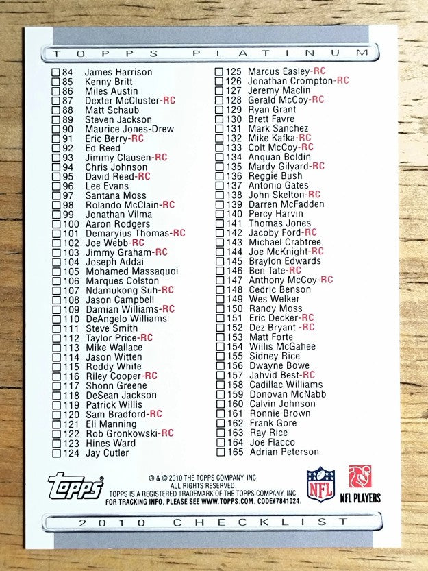 2010 Topps Platinum Checklists #1 1-165