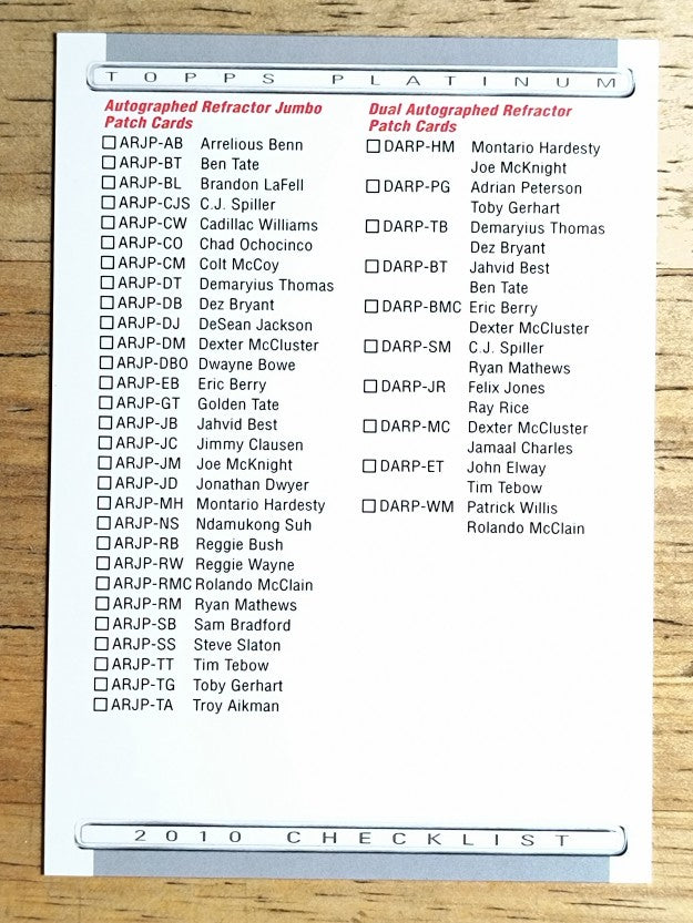 2010 Topps Platinum Checklists #3 Inserts