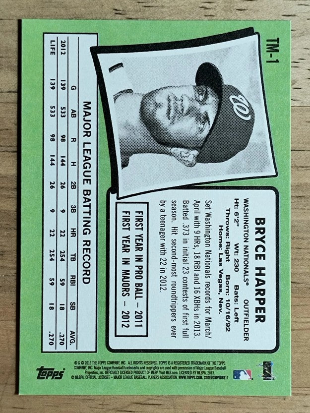 2013 Topps Update '71 Topps Minis #TM1 Bryce Harper (NM)