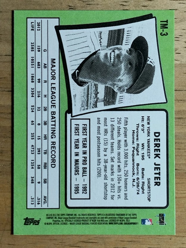 2013 Topps Update '71 Topps Minis #TM3 Derek Jeter (NM)