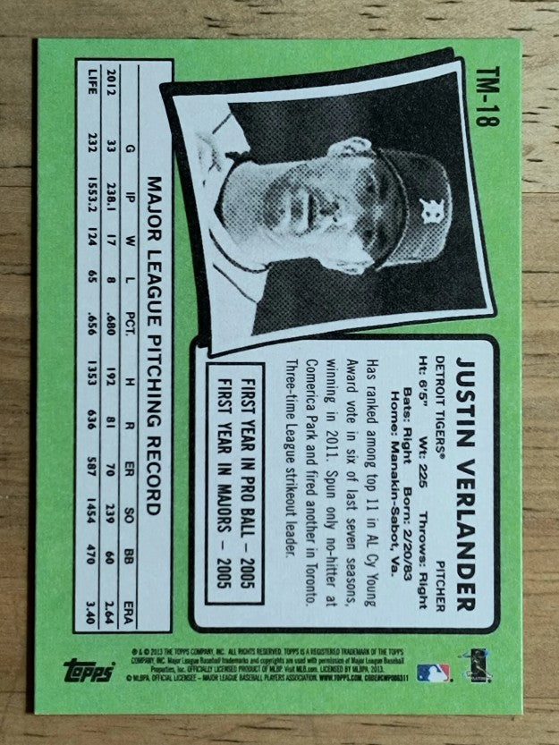 2013 Topps Update '71 Topps Minis #TM18 Justin Verlander
