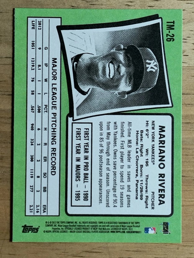 2013 Topps Update '71 Topps Minis #TM26 Mariano Rivera (NM)