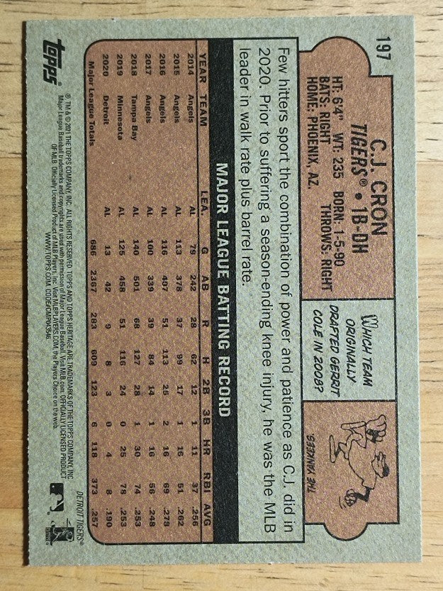 2021 Topps Heritage #197 C.J. Cron